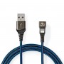 Câble de Synchronisation et de Charge |USB-A Mâle vers Apple Lightning 8 broches Mâle | Connecteur pour jeux 180° | 1,0 m | Rond