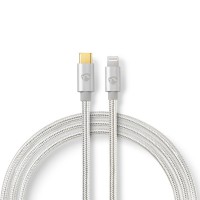 Câble Lightning Apple | Mâle 8 broches Apple Lightning vers USB-C | 2,00 m | Aluminium