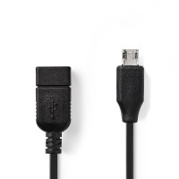 Câble On-The-Go USB 2.0 | Micro B Mâle - A Femelle | 0,2 m | Noir