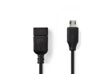 Câble On-The-Go USB 2.0 | Micro B Mâle - A Femelle | 0,2 m | Noir