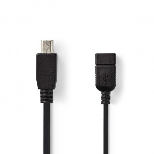 Câble On-The-Go USB 2.0 | Mini Mâle à 5 Broches - A Femelle | 0,2 m | Noir