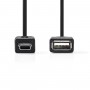 Câble On-The-Go USB 2.0 | Mini Mâle à 5 Broches - A Femelle | 0,2 m | Noir