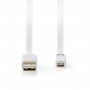 Câble USB 2.0 | A Mâle - Micro B Mâle | 1,0 m | Blanc