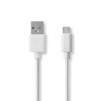 Câble USB 2.0 | A Mâle - Micro B Mâle | 1,0 m | Blanc