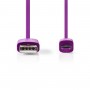 Câble USB 2.0 | A Mâle - Micro B Mâle | 1,0 m | Violet
