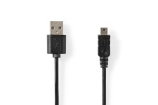 Lot de 50 : Câble USB 2.0 | A Mâle - Mini Mâle à 5 Broches | 3,0 m | Noir