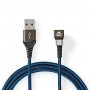 Câble USB 2.0 | A mâle vers Type-C™ mâle | connecteur pour jeu 180° | 2,0 m | rond | tressé | Noir-bleu