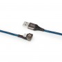 Câble USB 2.0 | A mâle vers Type-C™ mâle | connecteur pour jeu 180° | 2,0 m | rond | tressé | Noir-bleu