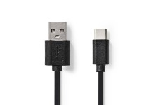Câble USB 2.0 | Type-C Mâle - A Mâle | 0,1 m | Noir