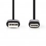 Câble USB 2.0 | Type-C Mâle - A Mâle | 1,0 m | Noir