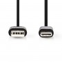 Câble USB 2.0 | Type-C Mâle vers A Mâle | 3,0 m | Noir