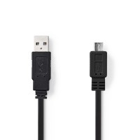 Câble USB 2.0 plat | A Mâle - Micro B Mâle | 1,0 m | Noir