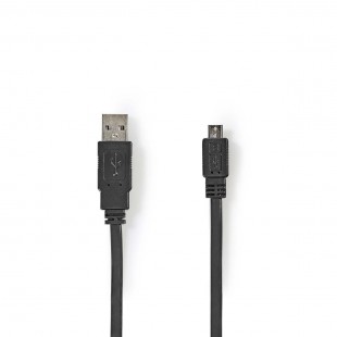 Câble USB 2.0 plat | A Mâle - Micro B Mâle | 1,0 m | Noir