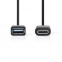 Câble USB 3.0 | Type-C Mâle - A Femelle | 0,15 m | Noir