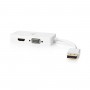 Câble Adaptateur Multi DisplayPort | DisplayPort Mâle vers VGA Femelle + DVI-D 24+1 Broches Femelle + Sortie HDMI 2.0 | 0,2 m | 