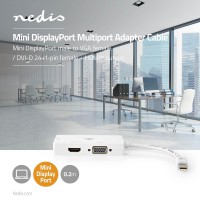 Câble Adaptateur Multi Mini DisplayPort | Mini DisplayPort Mâle vers VGA Femelle + DVI-D 24+1 Broches Femelle + Sortie HDMI 2.0 