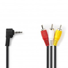 Câble AV de 3,5 mm | 3,5 mm AV Mâle - 3x RCA Mâles | 2,0 m | Noir