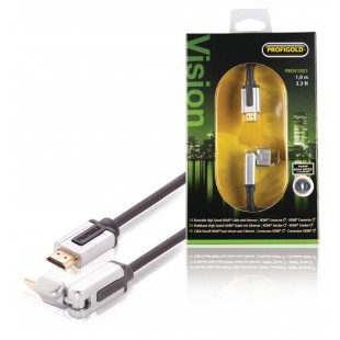 Câble HDMI avec Ethernet haute vitesse AM - AM rotatif Connecteur HDMI - Connecteur HDMI Rotatif 1.00 m Noir
