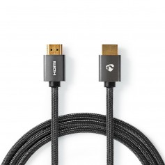 Câble HDMI haute vitesse avec Ethernet | Connecteur HDMI® vers Connecteur HDMI® | Gris Métal | Câble Tressé