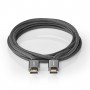 Câble HDMI haute vitesse avec Ethernet | Connecteur HDMI® vers Connecteur HDMI® | Gris Métal | Câble Tressé