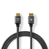 Câble HDMI Ultra-Haute Vitesse | Connecteur HDMI™ vers Connecteur HDMI™ | Gris métal | Câble Tressé | 1,0 m