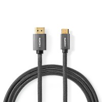Câble HDMI™ Haute Vitesse avec Ethernet | Connecteur HDMI™ vers Mini-Connecteur HDMI™ | Gris Métal | Câble Tressé
