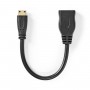 Câble HDMI™ Haute Vitesse avec Ethernet | Mini-Connecteur HDMI™ - HDMI™ Femelle | 0,2 m | Noir