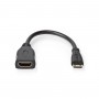 Câble HDMI™ Haute Vitesse avec Ethernet | Mini-Connecteur HDMI™ - HDMI™ Femelle | 0,2 m | Noir