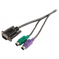 Câble VGA VGA mâle + 2x PS2 mâle - VGA mâle + 2x PS/2 mâle 2.00 m Noir