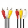 Câble Vidéo Composite | 3x RCA Mâles - 3x RCA Femelles | 5,0 m | Noir