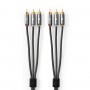 Câble Vidéo Composite | 3x RCA Mâles vers 3x RCA Mâles | Gris Métal | Câble Tressé