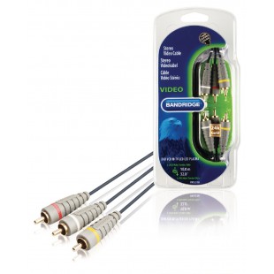 Câble vidéo composite 3RCA M - 3RCA M 3x RCA Mâles - 3x RCA Mâles 10.0 m Bleu