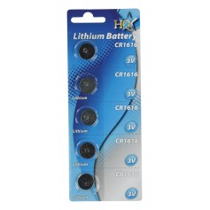 5 batteries lithium CR1616 3V sous blister