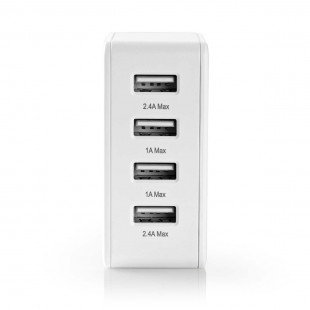 Chargeur Mural | 4.8 A | 4 sorties | USB-A | Blanc