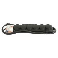 Prise d'extension 6 Voies 2.00 m Noir - Le contact de protection