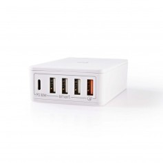 Chargeur Mural | 3,0 A | Sorties USB (QC)/USB-C | Power Delivery 30 W | Blanc