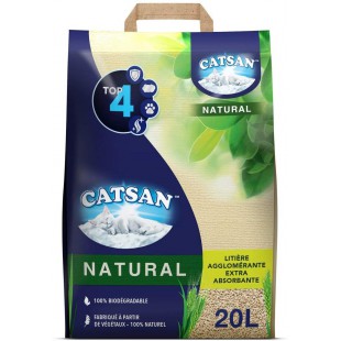 CATSAN NATURAL Litiere végétale agglomérante - Pour chat - 20 L