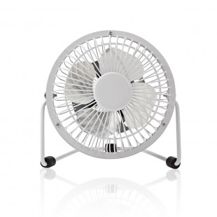Mini Ventilateur en Métal | 10 cm de Diamètre | Alimenté par USB | Blanc
