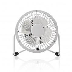 Mini Ventilateur en Métal | 10 cm de Diamètre | Alimenté par USB | Blanc