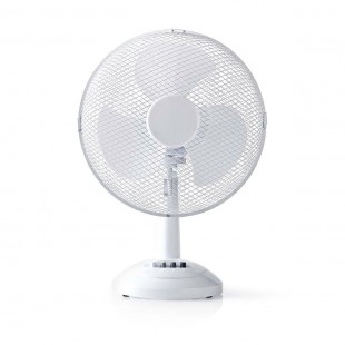 Ventilateur de Table | 30 cm de Diamètre | 3 Vitesses | Fonction d'Oscillation | Blanc