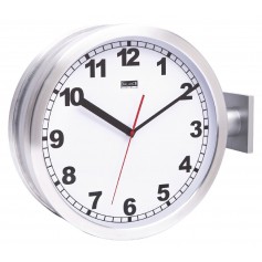Horloge de gare double 38 cm Analogiques Argent/Blanc