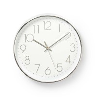 Horloge Murale Circulaire | 30 cm de Diamètre | Blanc et Argent
