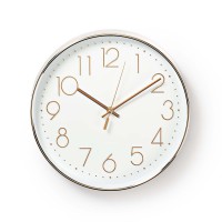 Horloge Murale Circulaire | 30 cm de Diamètre | Blanc et Métallique