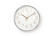 Horloge Murale Circulaire | 30 cm de Diamètre | Blanc et Métallique