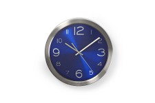 Horloge Murale Circulaire | 30 cm de Diamètre | Bleu et Acier Inoxydable