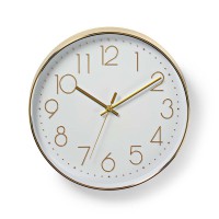 Horloge Murale Circulaire | 30 cm de Diamètre | Chiffres Faciles à Lire | Or