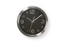 Horloge Murale Circulaire | 30 cm de Diamètre | Noir et Acier Inoxydable