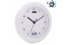 Horloge Thermomètre pour Salle de bains 17 cm Analogiques Blanc