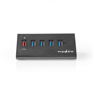 Hub USB | 5 Ports | Alimentation USB 3.0 | Port de Recharge QC3.0 | 5 Gbit/s | Aluminium