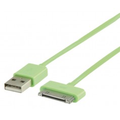 Câble de Synchronisation et de Charge USB Connecteur dock 30 broches mâle - USB A mâle 2,00 m vert